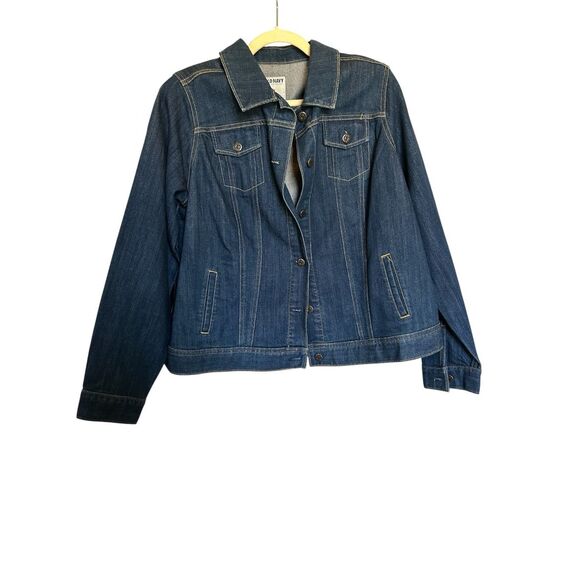 Old Navy Plus Size 1X Denim Jacket Classic Blue Jean Trucker - Picture 1 of 7